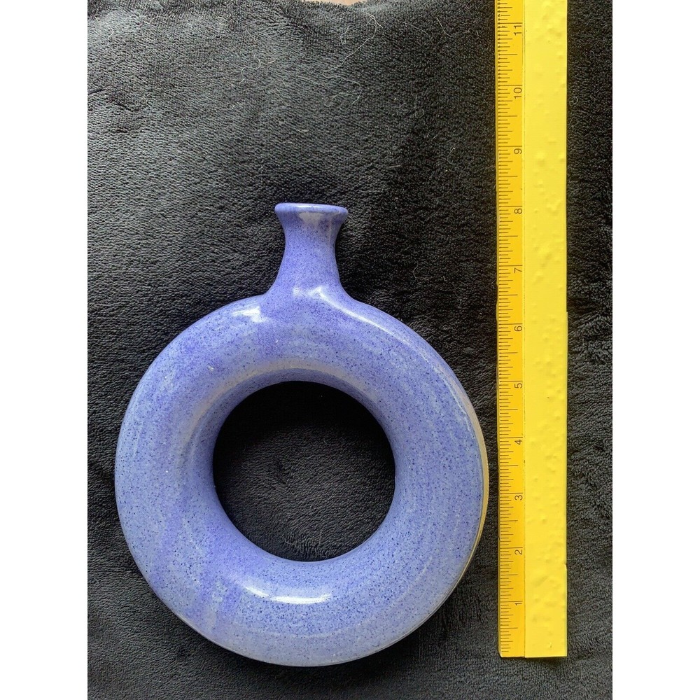 Vintage "The Potter's House" Folk Art Glazed Pottery Ring Flask Bottle - Picture 4 of 11